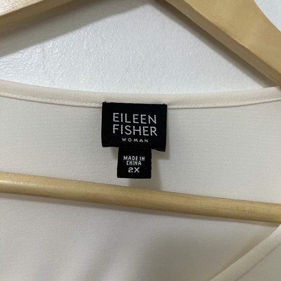 Eileen Fisher Women Silk Round Neck Long Sleeve Top Size 2X White Capsule Career - Picture 4 of 6